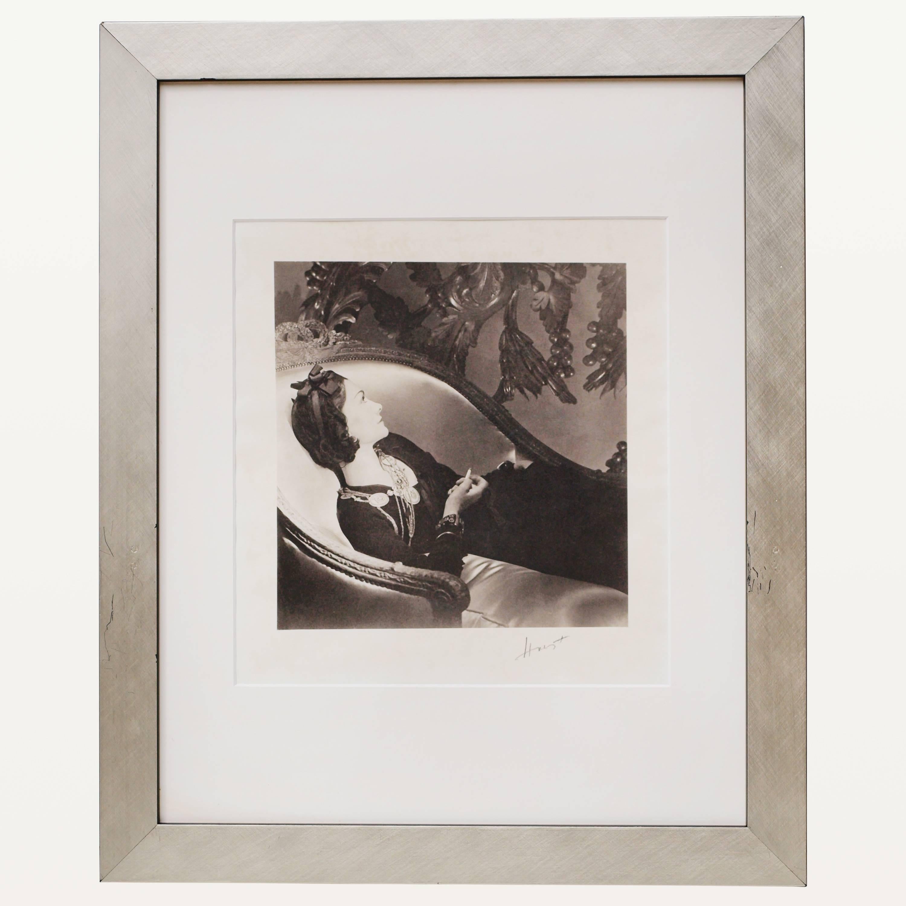 Title: Gabrielle Coco Chanel
Print: Platinum palladium print, printed on Strathmore cotton paper
Date: circa 1937
Signature: Signed Horst in Pencil on Recto and Vesrso

Created at the height of her fame this is one of the most beautiful