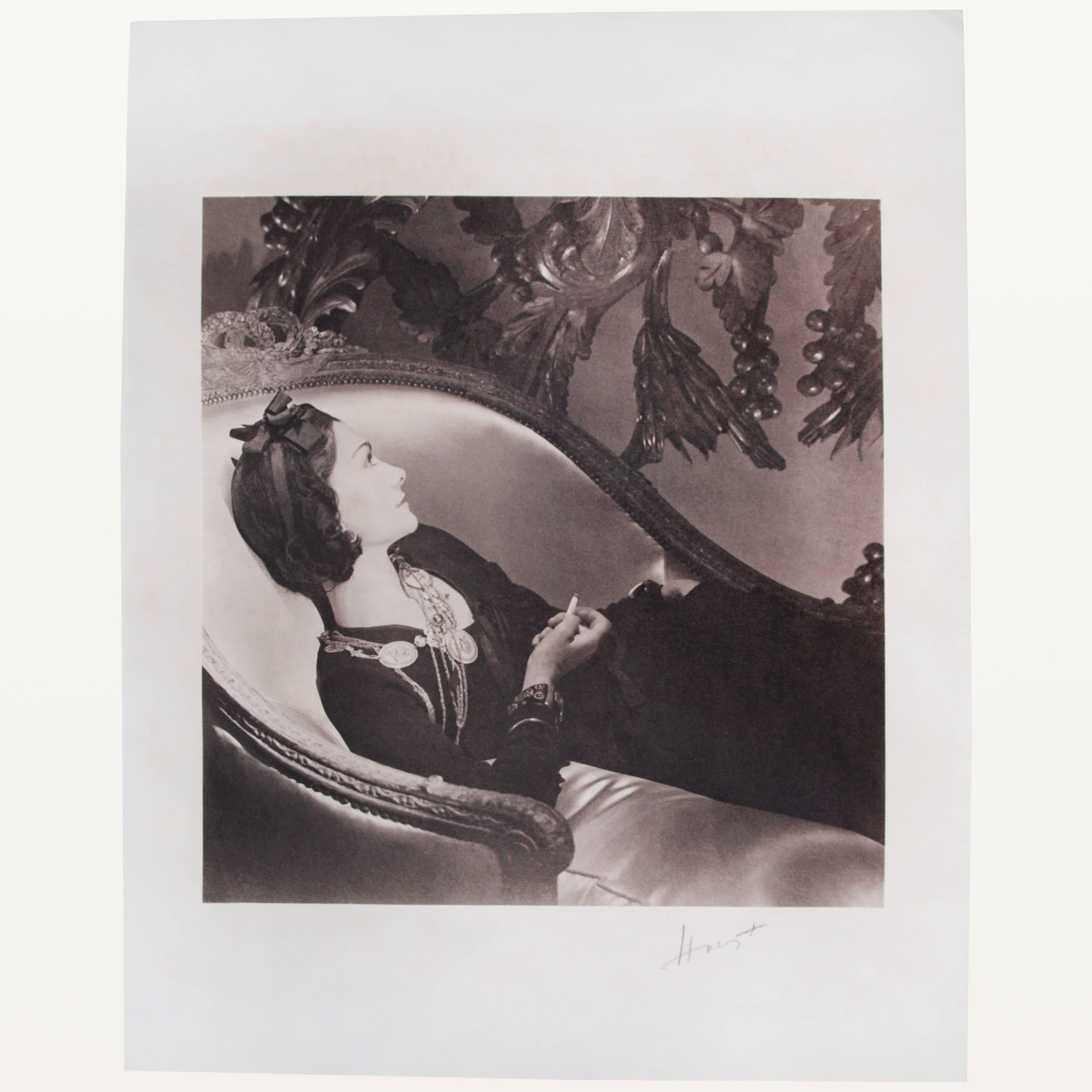 Art déco Photographie de Coco Chanel signée Horst P Horst, imprimé en platine et palladium, 1937 en vente