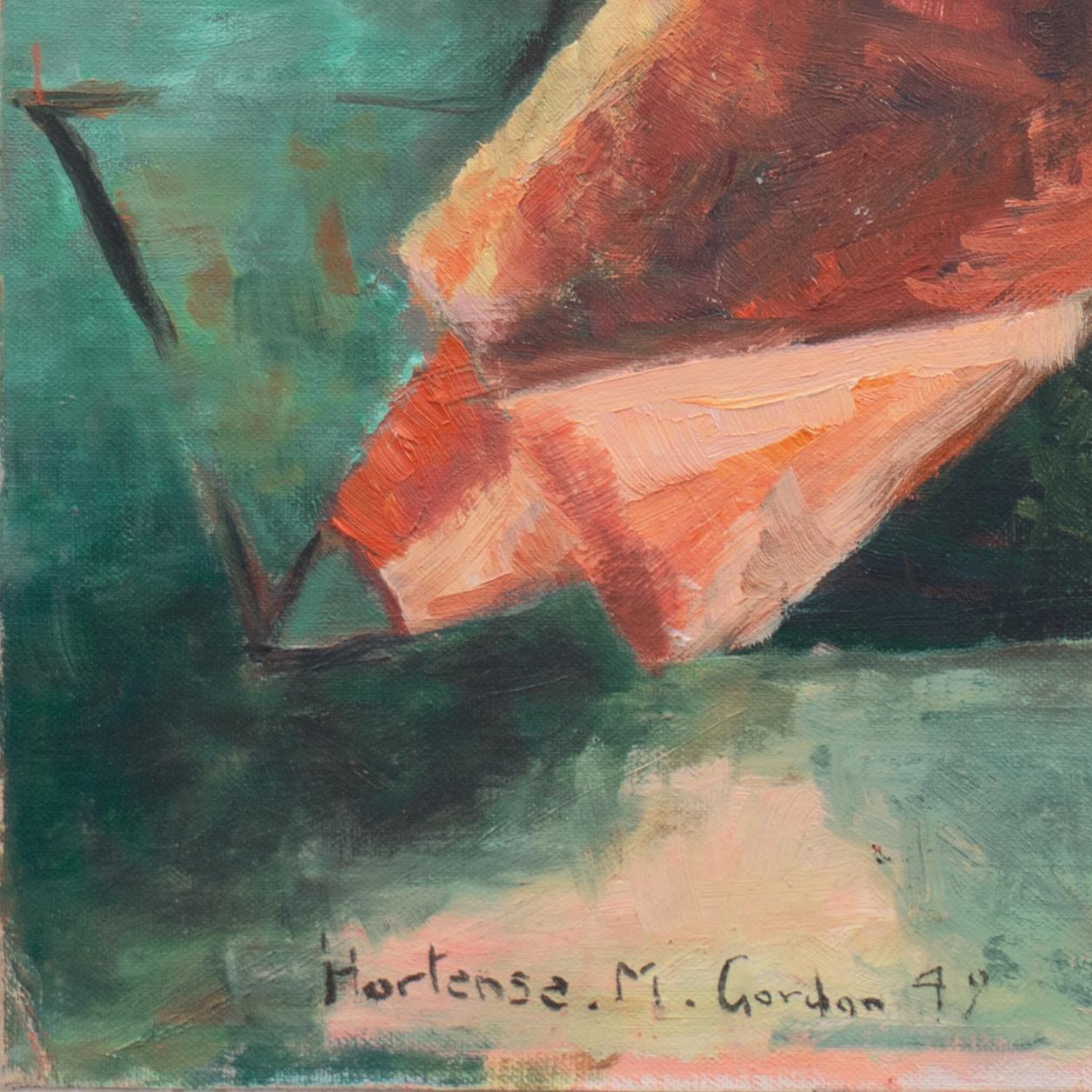 'Abstract in Coral and Jade', Painters Eleven, Ontario, Canadian Modernist Oil For Sale 1