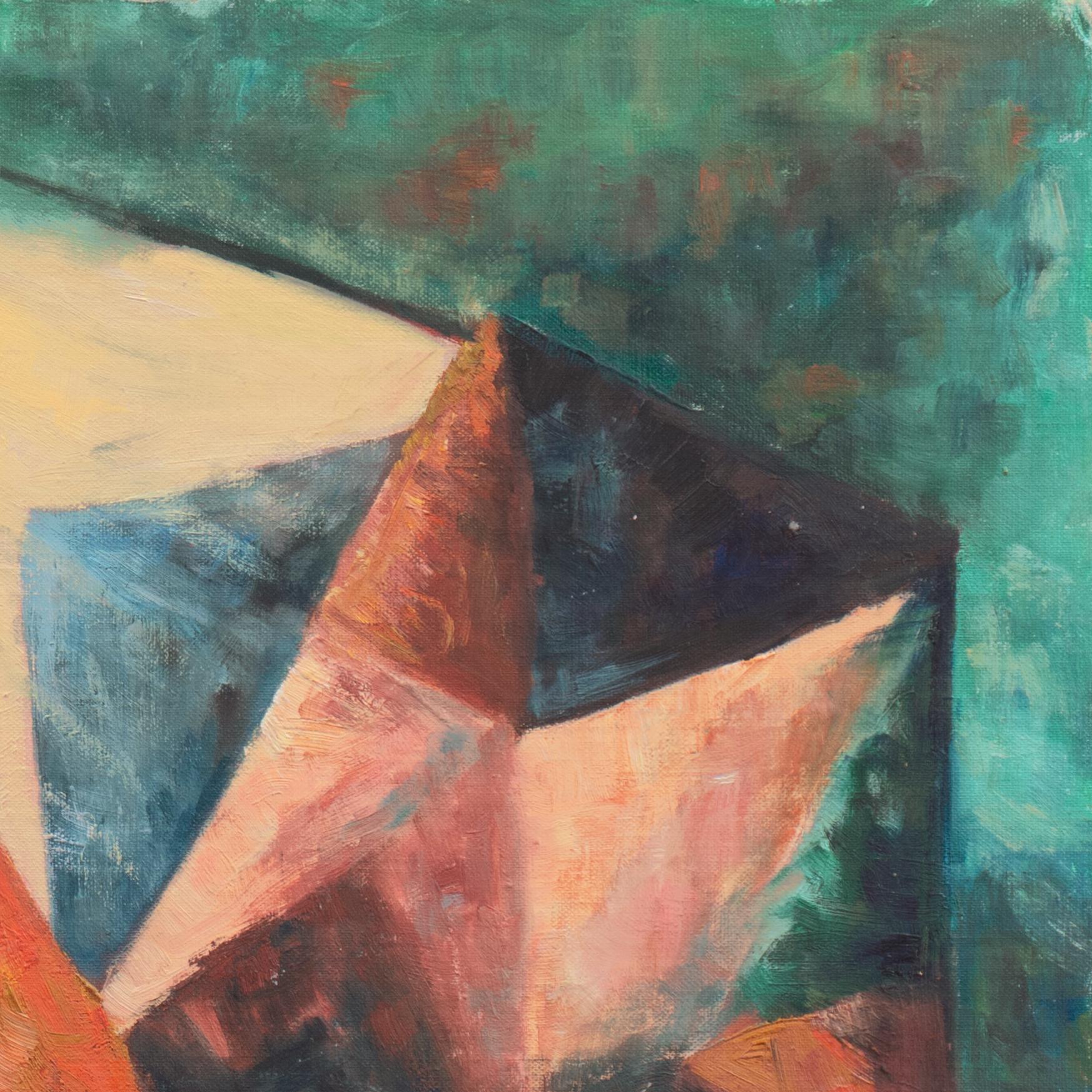 'Abstract in Coral and Jade', Painters Eleven, Ontario, Canadian Modernist Oil For Sale 4