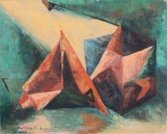 'Abstract in Coral and Jade', Painters Eleven, Ontario, Canadian Modernist Oil