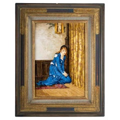Hortense Richard (1858-1940) "Margherita di Faust", dipinto su porcellana, 1890 ca.