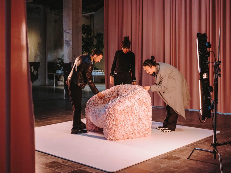 Hortensia Chair, Pink Sofa Abstract Flower Round Dreamy by Reisinger