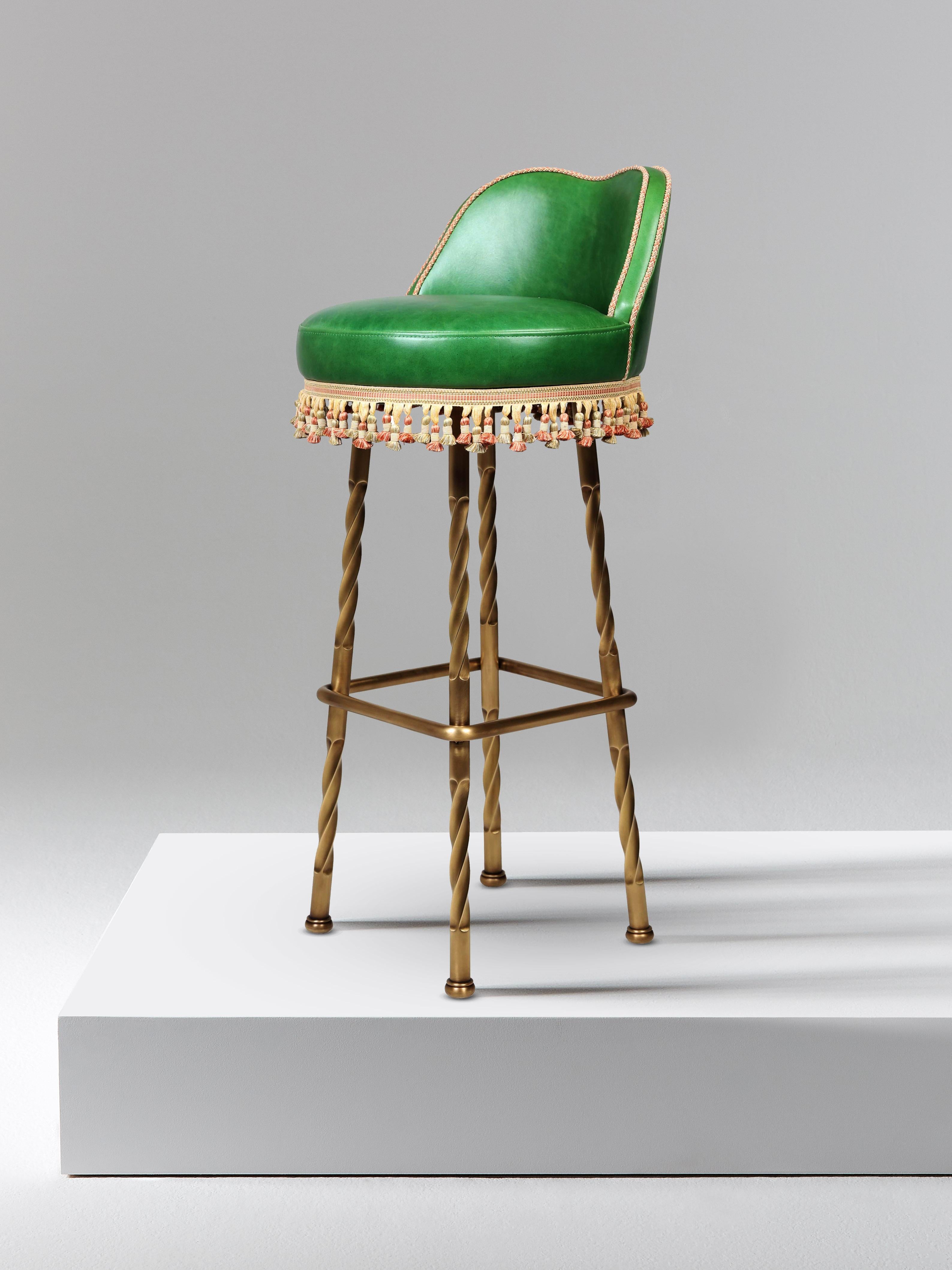 And Objects, product design studio founded by Martin Brudnizki and Nick Jeanes based in London.

Bringing a touch of glamour to the humble bar stool, the Horton bar stool is handcrafted from solid brass and features effortlessly twisted legs and an