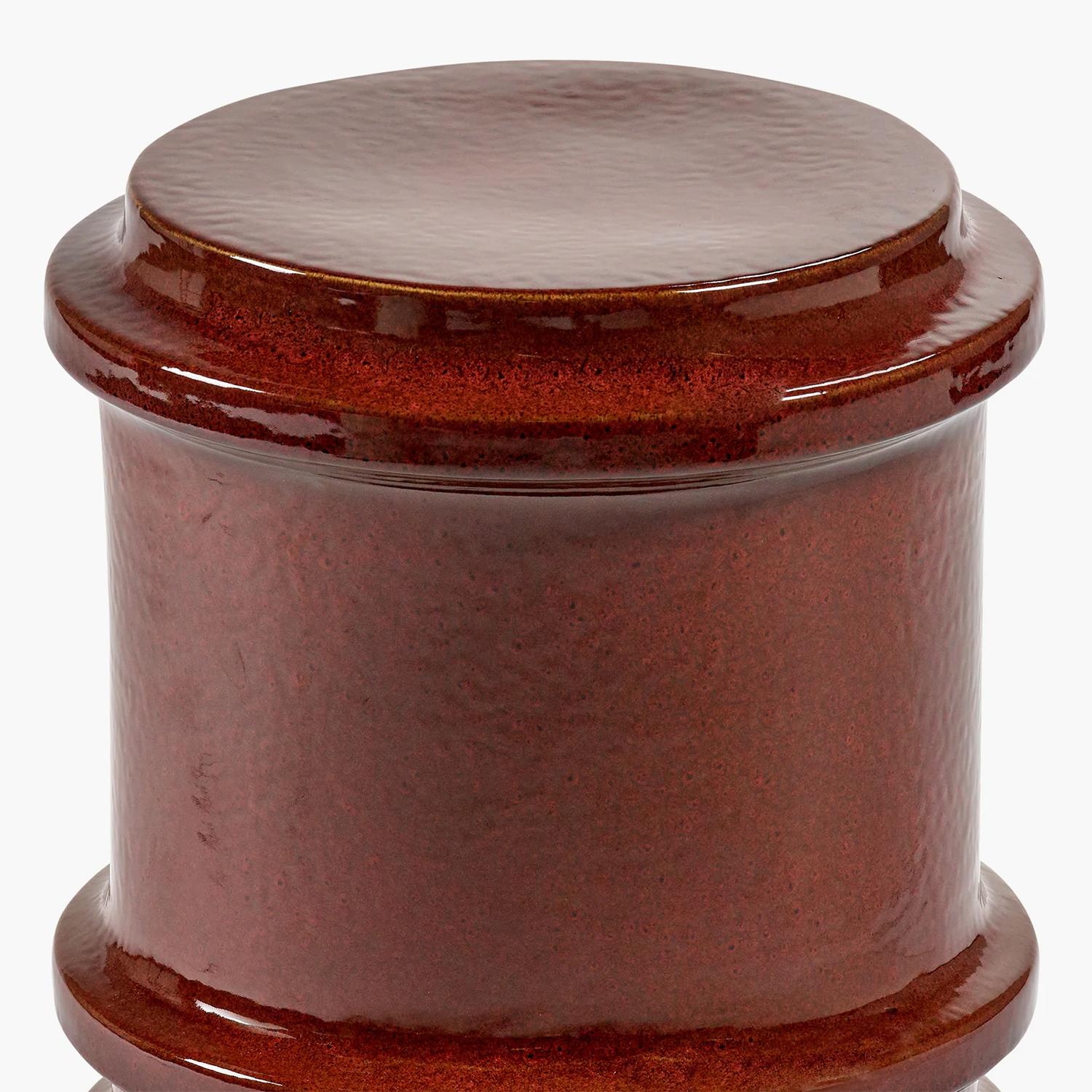 Glazed Horton Dark Red Side Table For Sale