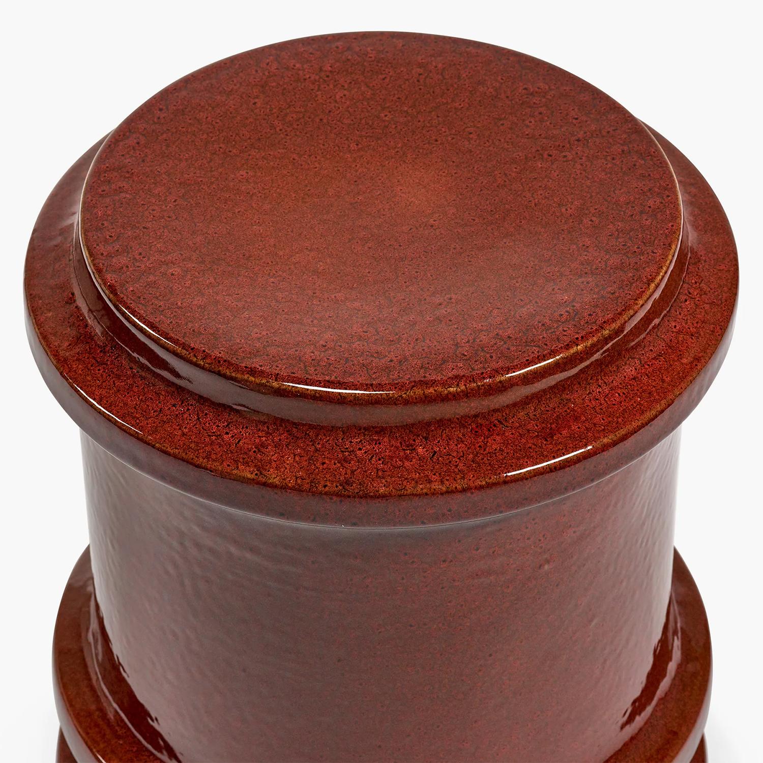 Contemporary Horton Dark Red Side Table For Sale