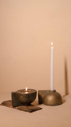 Horu Black Candle Stand in Sandcasted Aluminium by Muscellaneous