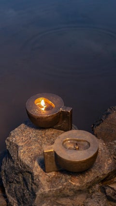 Horu Brass Candle Stand in Brass Plated Aluminium by Muscellaneous