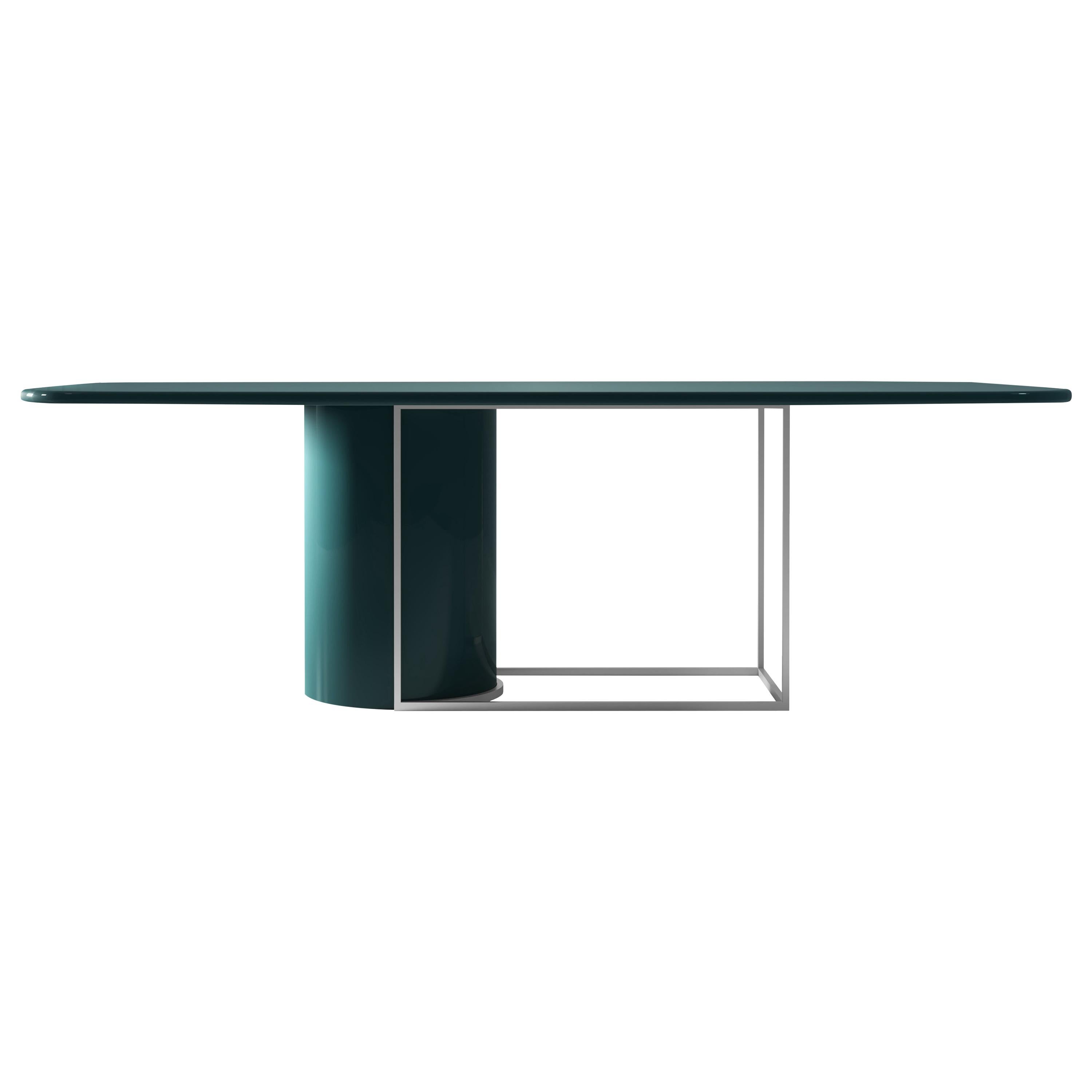 Horus Contemporary Dining Table in Lacquered and Metal For Sale