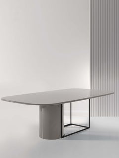Horus Contemporary Dining Table in Matte Lacquered Wood and Metal