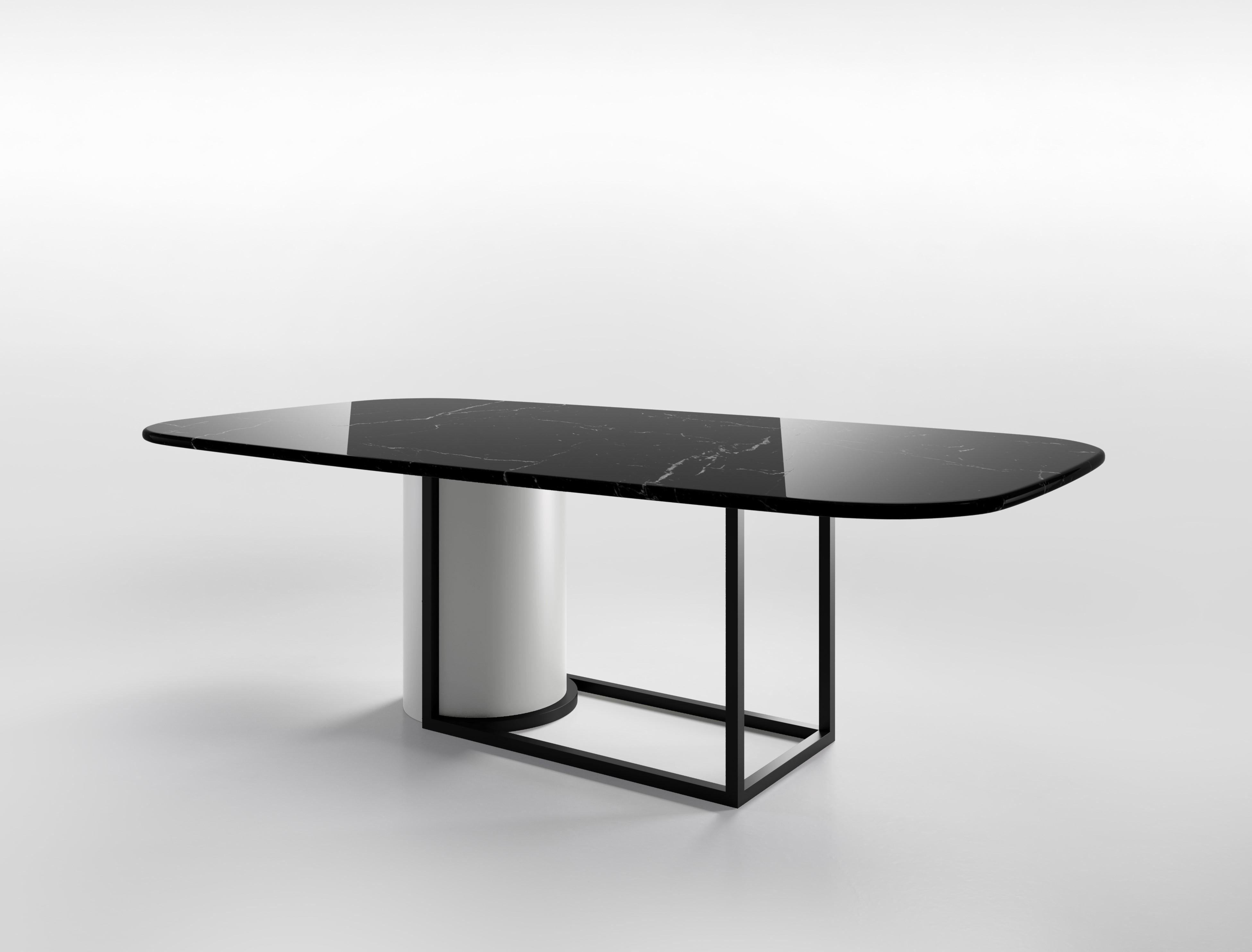 Modern Horus Contemporary Dining Table in Matte Lacquered Wood and Metal For Sale