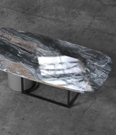 Horus Arabescato Orobico Marble Dining Table, Hand-Crafted in Italy