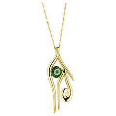 Horus Pendant in 18k Gold with Emerald & Diamonds