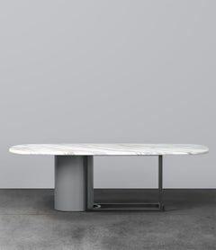 Horus White Marble Dining Table, Hand-Crafted in Italy
