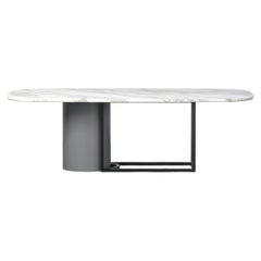 Horus White Marble Dining Table, Hand-Crafted in Italy