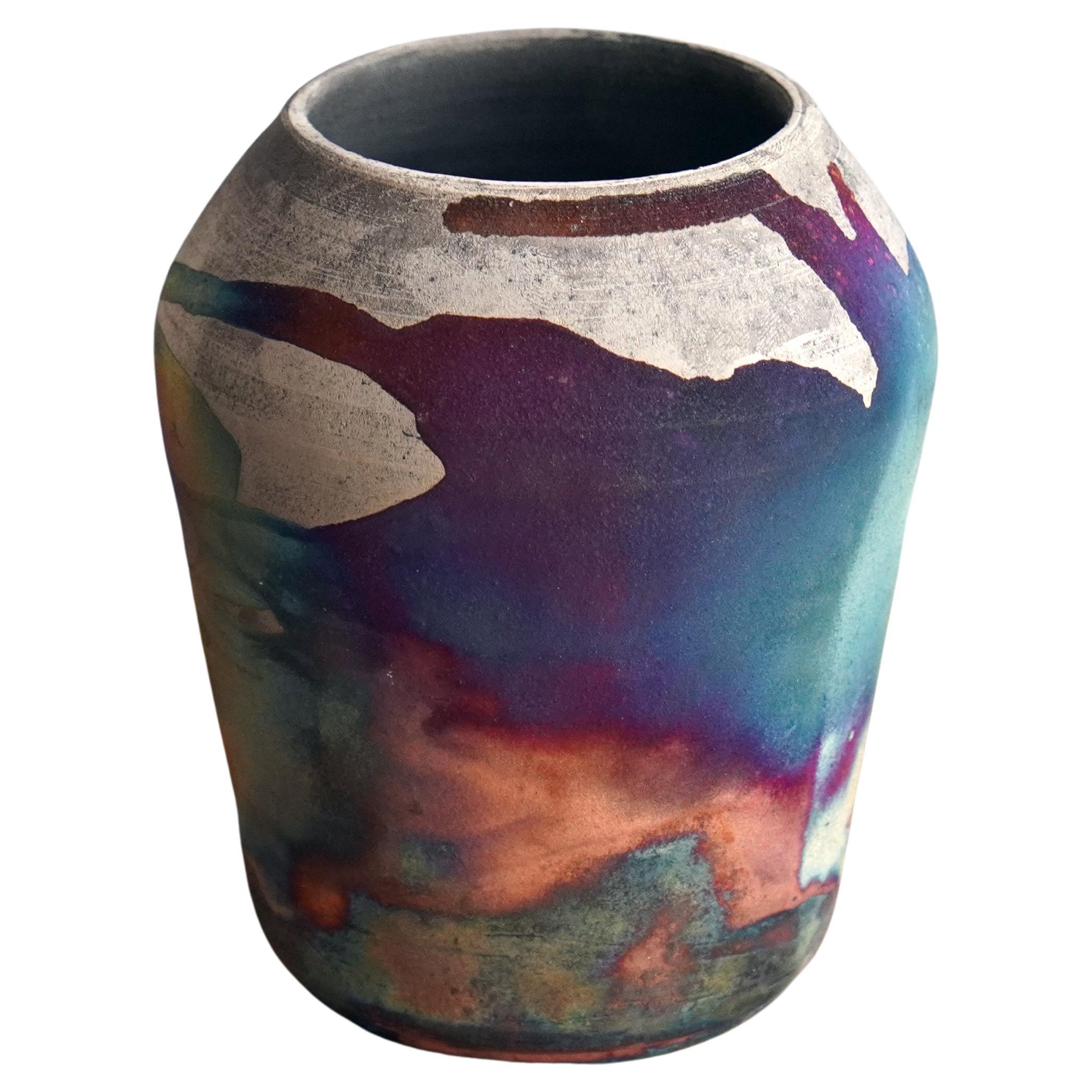 Raaquu Hoseki Raku Pottery Vase - Carbon Copper - Handmade Ceramic, Malaysia For Sale