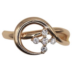 Bague fantaisie « Hoshi no Suna » en or rose K18 sertie de diamants, de style « bypass »