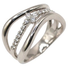 Hoshi no Suna Platinum Diamond Cross-Over Ring, 0.20ct, Japan