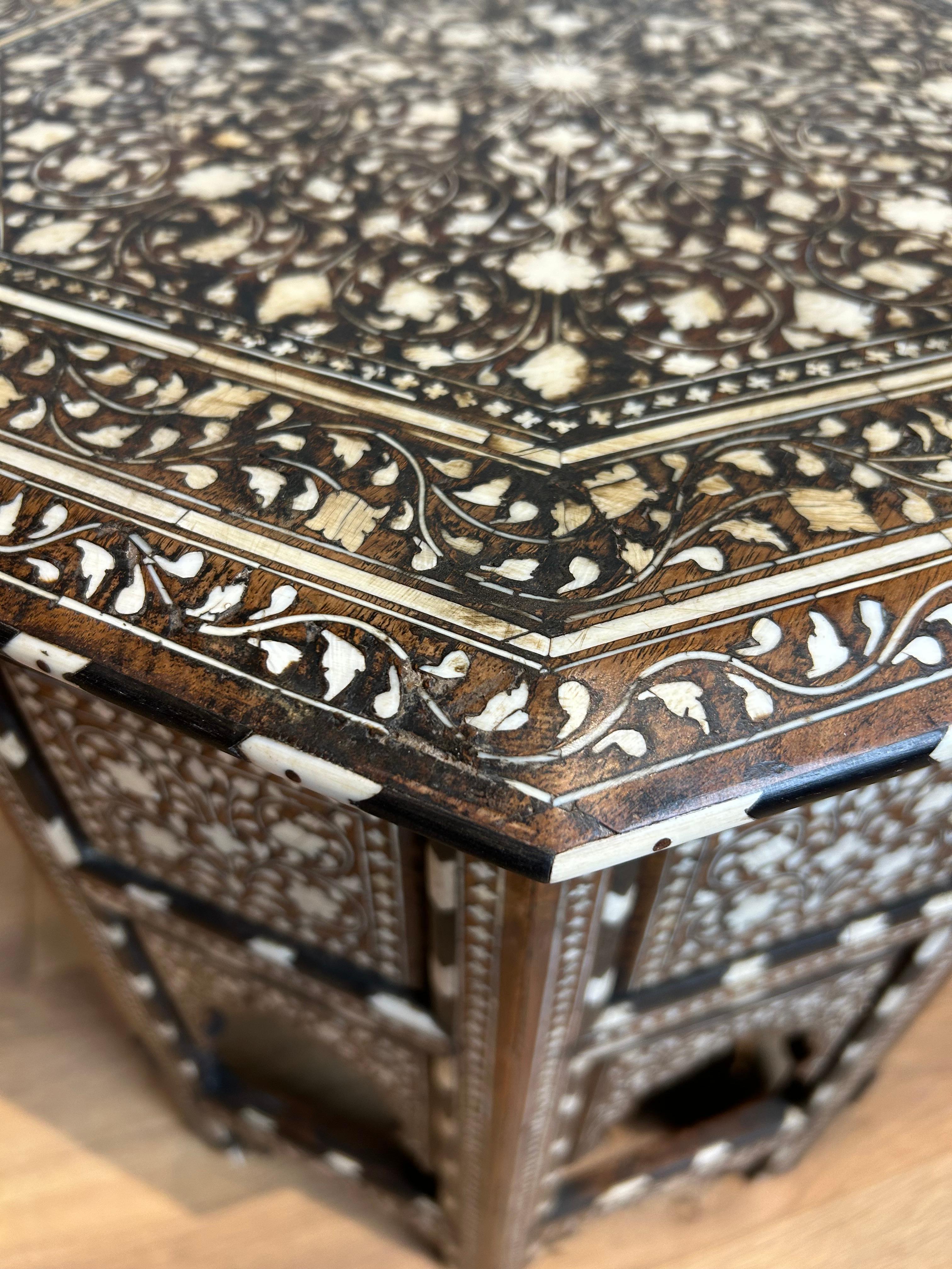 Hand-Crafted Hoshiapur Anglo Indian Profusely Inlaid Octagonal Table c1880