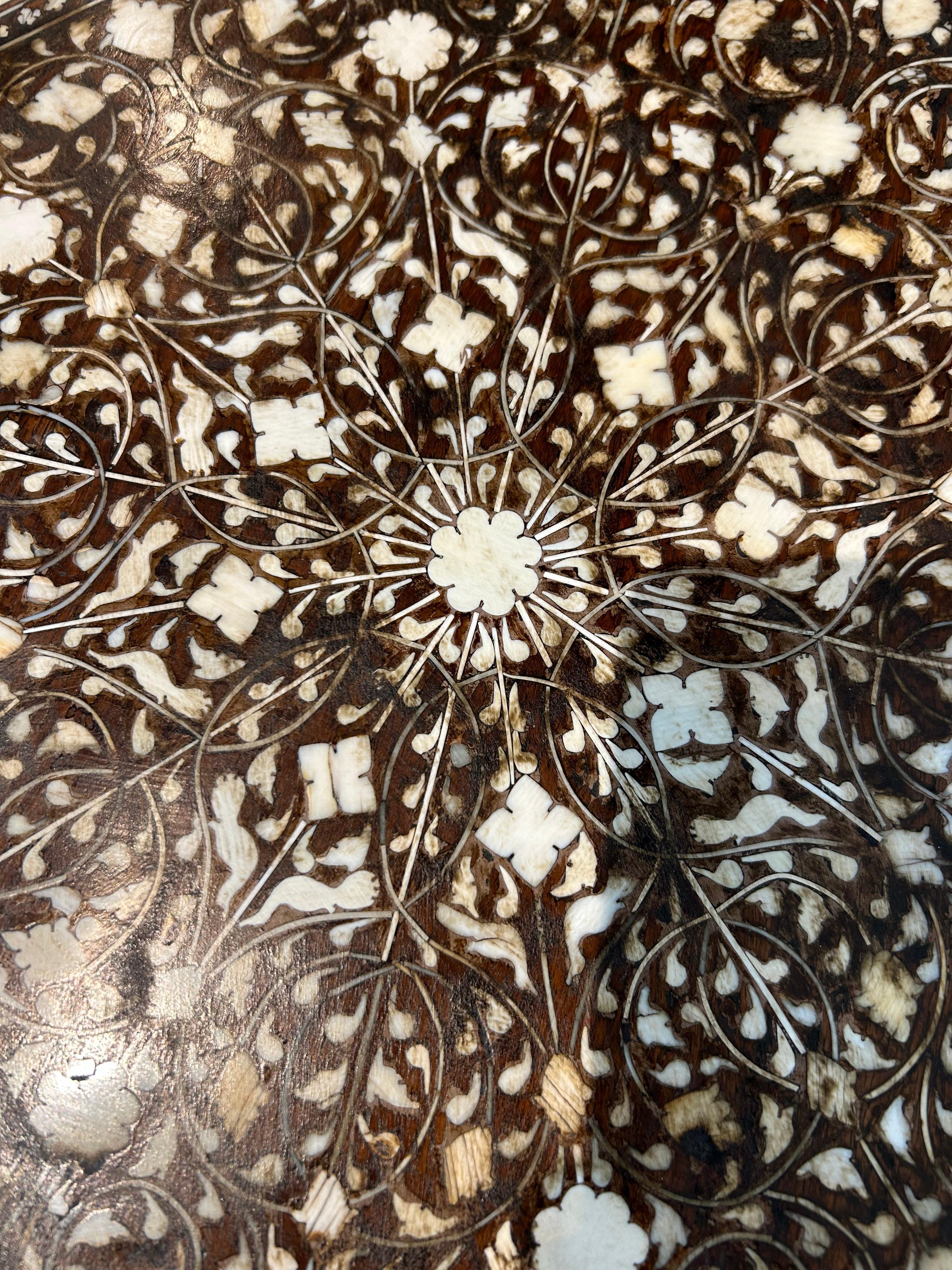 Bone Hoshiapur Anglo Indian Profusely Inlaid Octagonal Table c1880