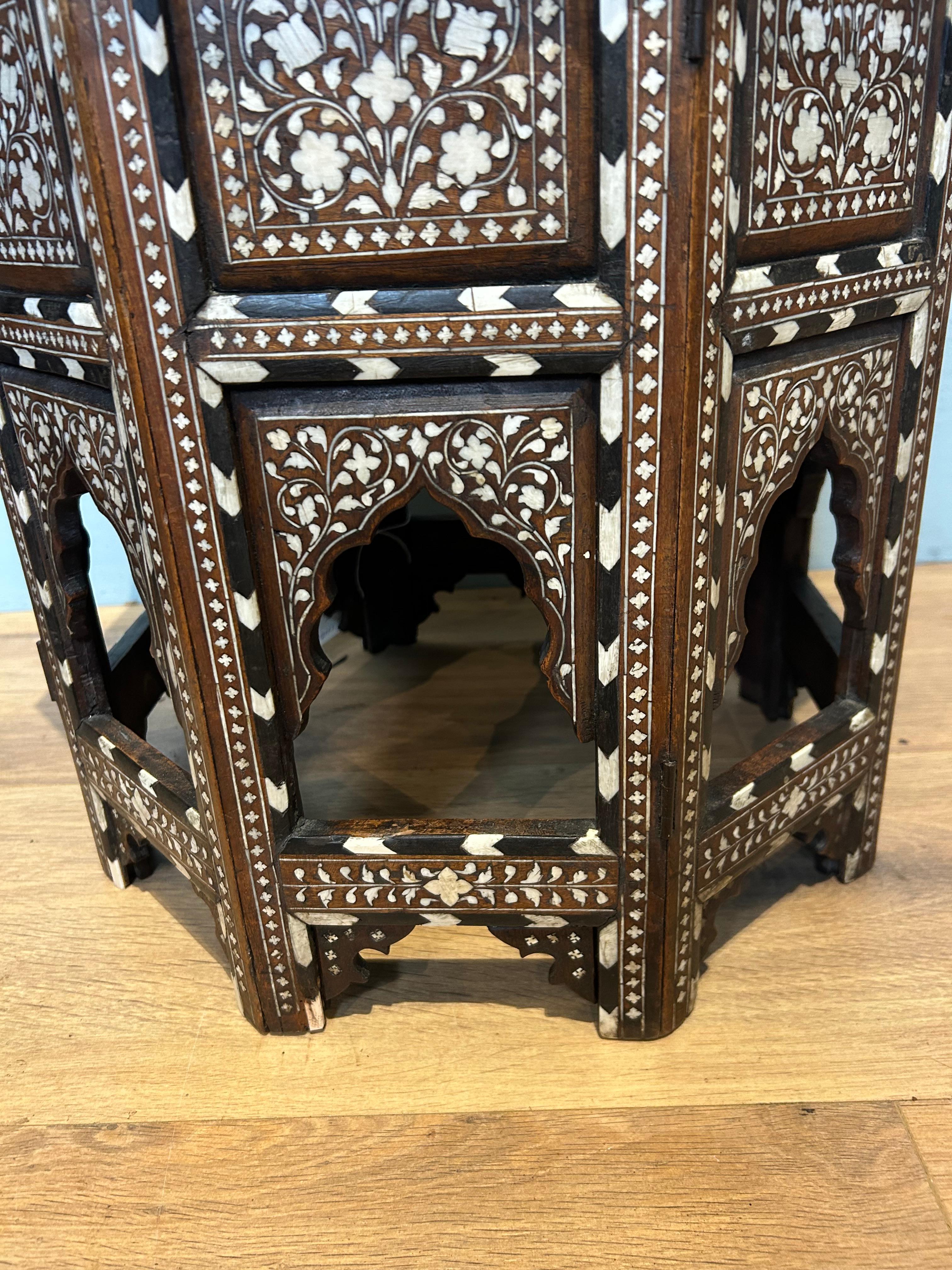 Hoshiapur Anglo Indian Profusely Inlaid Octagonal Table c1880 2