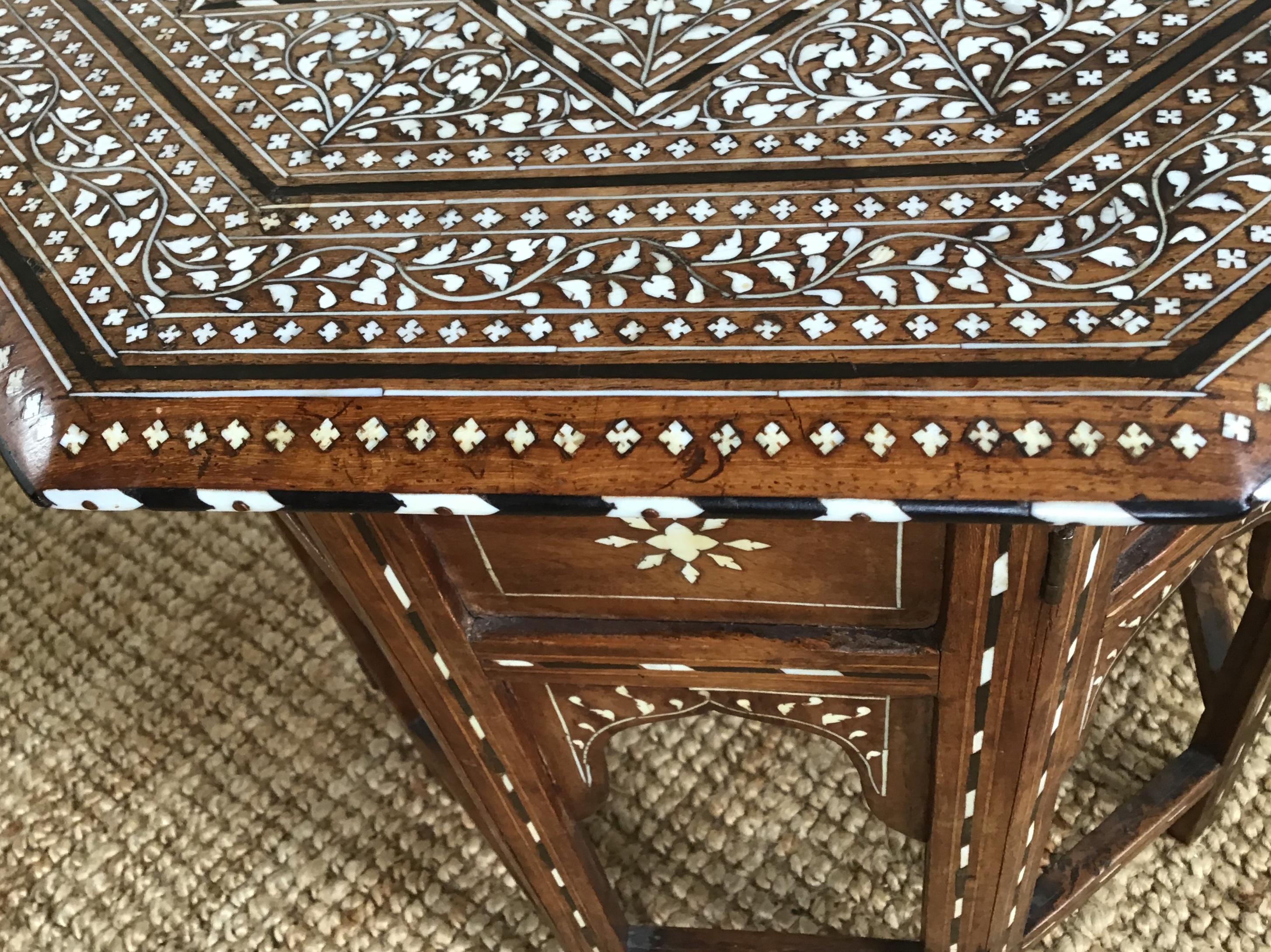 19th Century Hoshiapur Bone and Ebony Inlaid Occasional Table