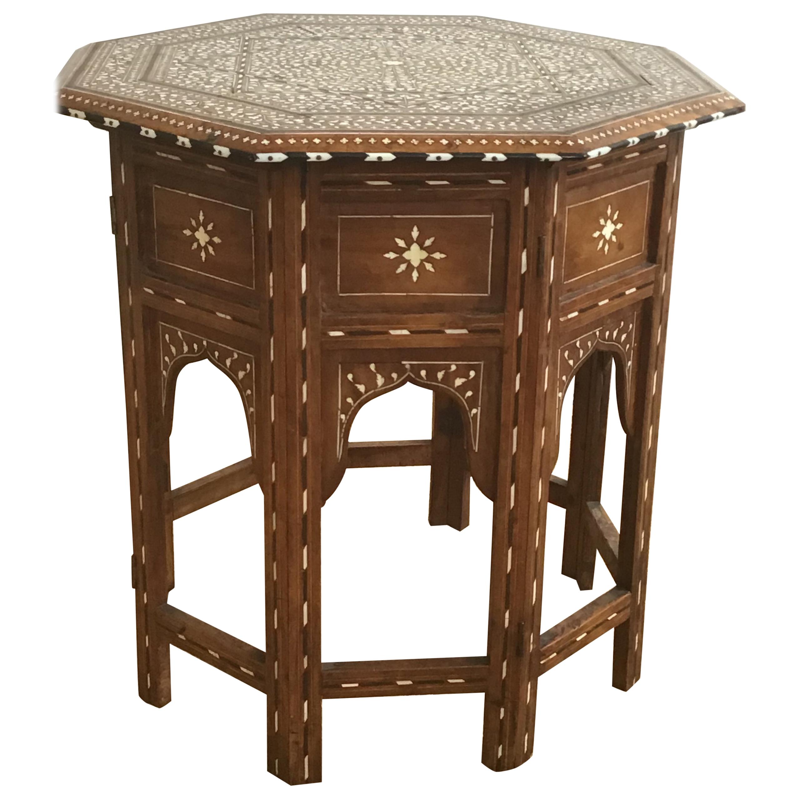 Hoshiapur Bone and Ebony Inlaid Occasional Table