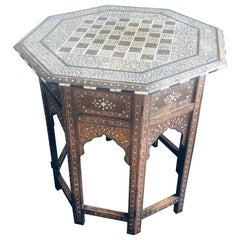 Antique Hoshiarpur Bone and Ebony Inlaid Games Table