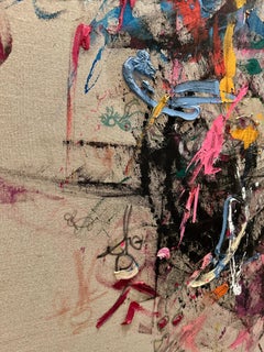 "Untitled 2" Abstract Acrylic on Linen Painting 36" x 38" inch by Hossam Dirar