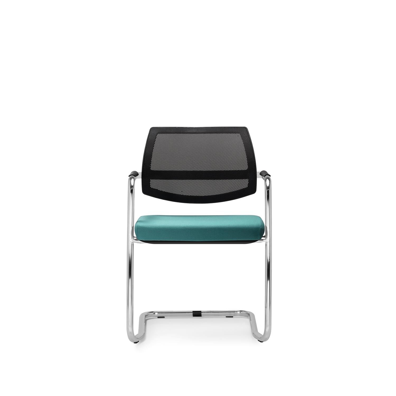 Other Host Visitor Chair in Chromed Metal & Upholstery by Quinti Sedute For Sale