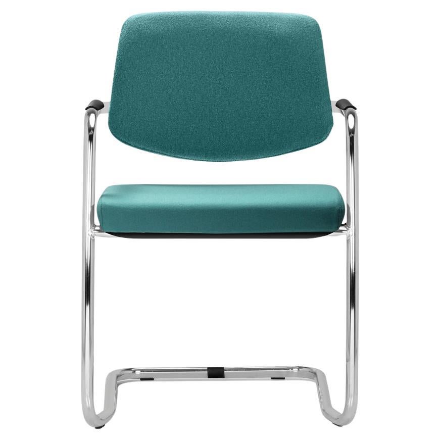 Host Visitor Chair in Chromed Metal & Upholstery by Quinti Sedute
