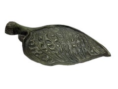 Hosta Leaf, Small Scale Cast Bronze Botanical Sculpture with Subtle Patina