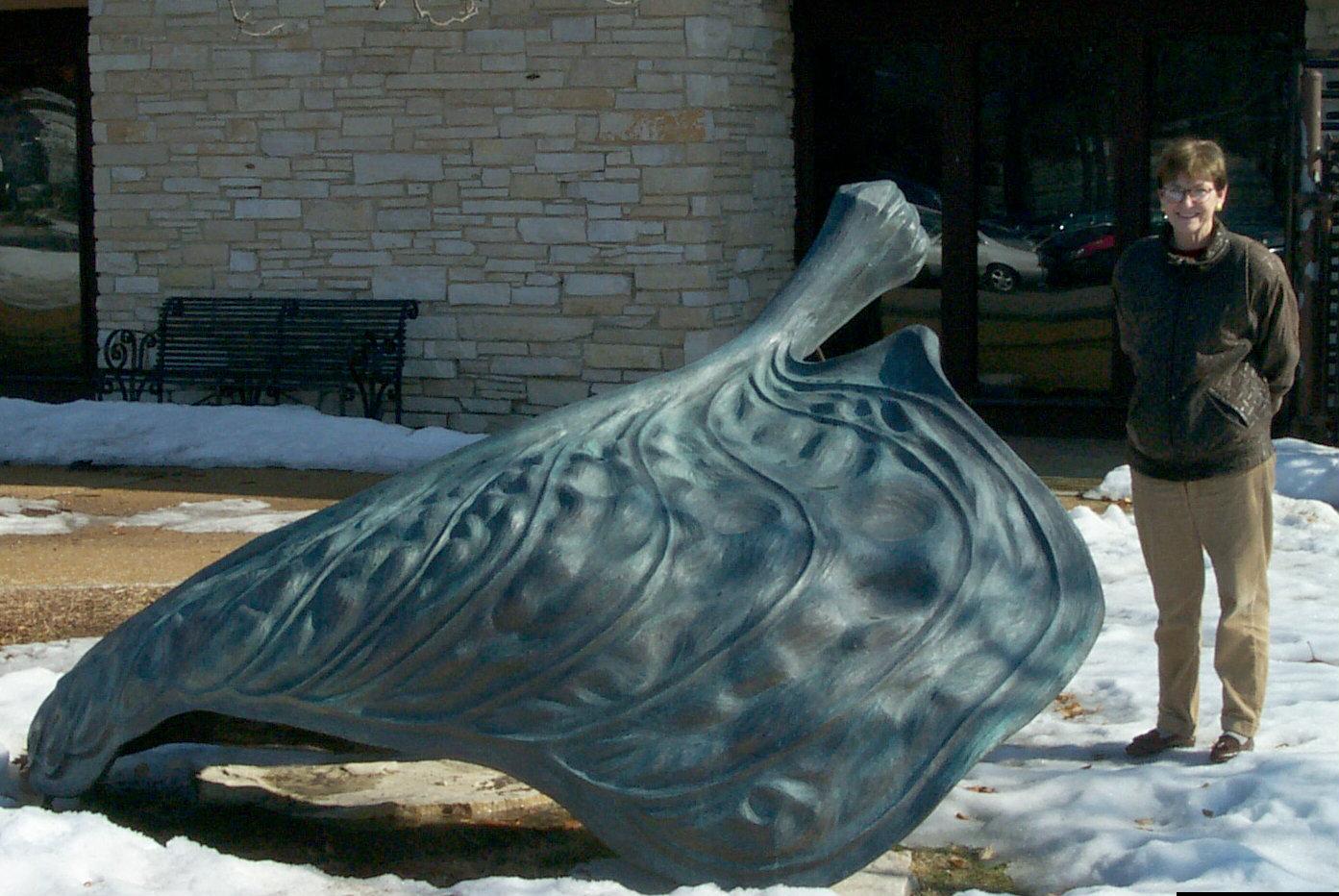 Contemporary Hosta Leaf, Small Scale Cast Bronze Botanical Sculpture with Subtle Patina