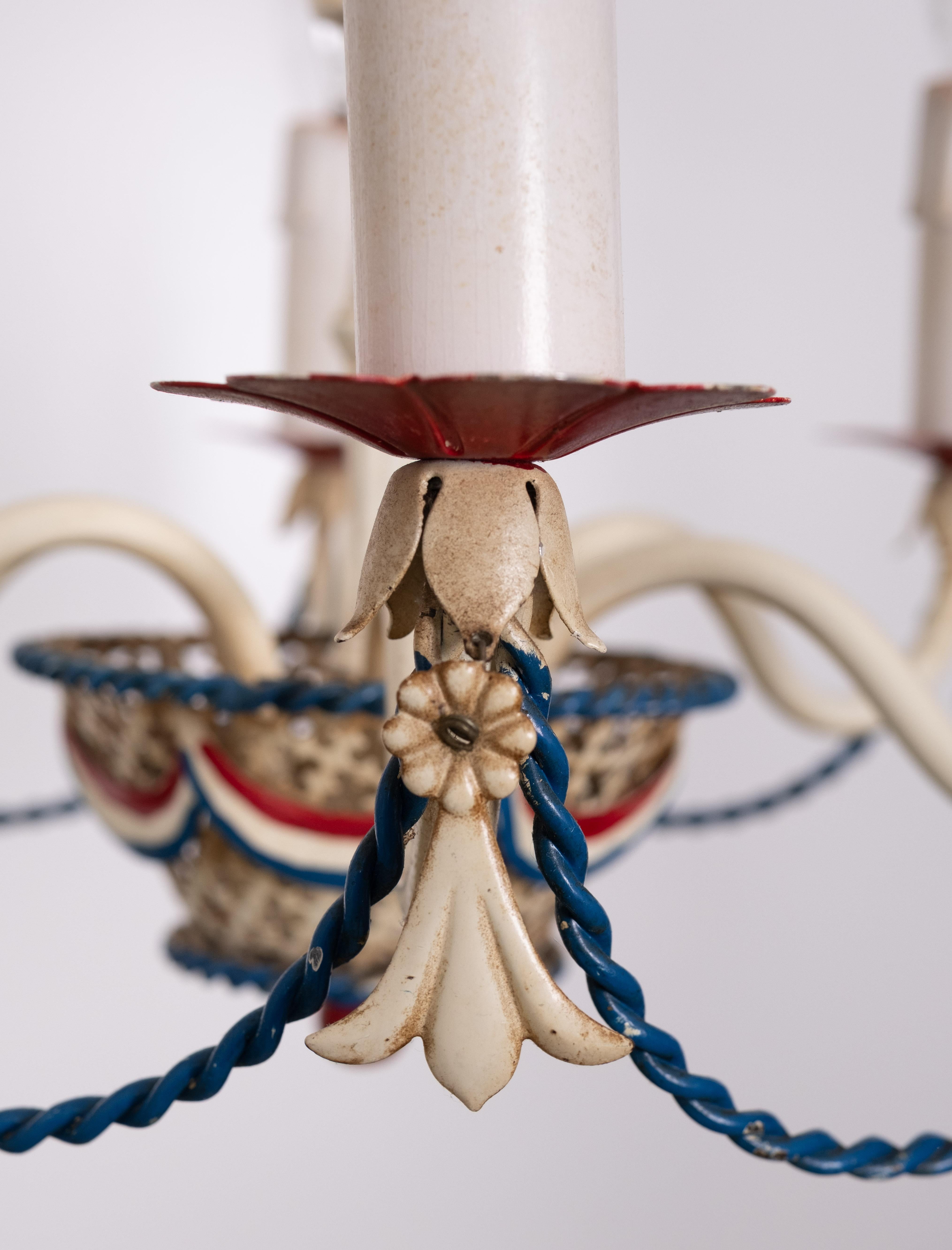 Mid-20th Century Hot Air balloon Chandelier  Flag Tole  1950s France