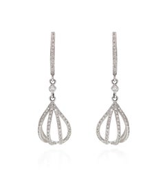 Hot Air Balloon Earrings Paved Diamonds and White Gold