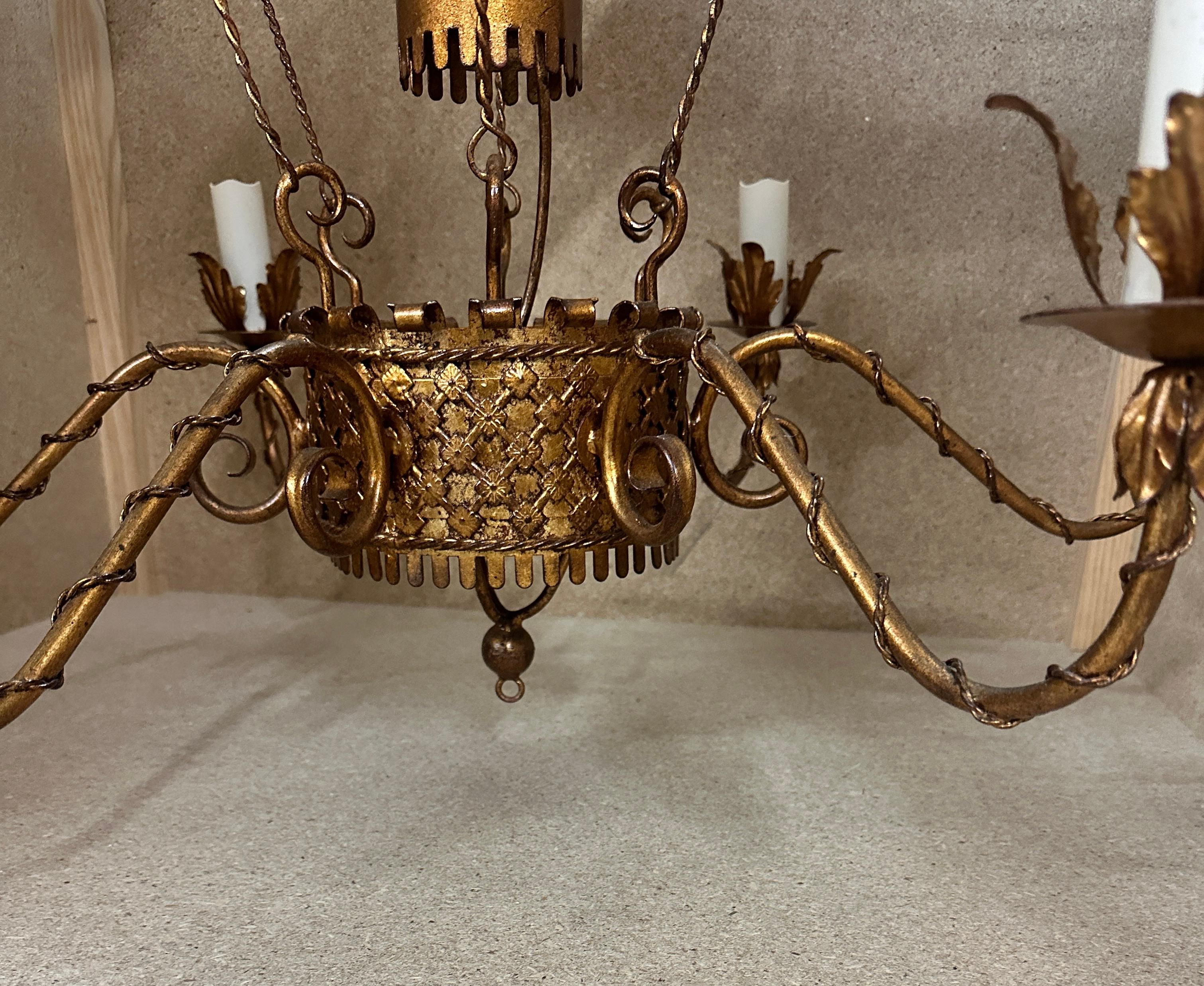 Gilt Hot Air Balloon Form Tole Chandelier For Sale