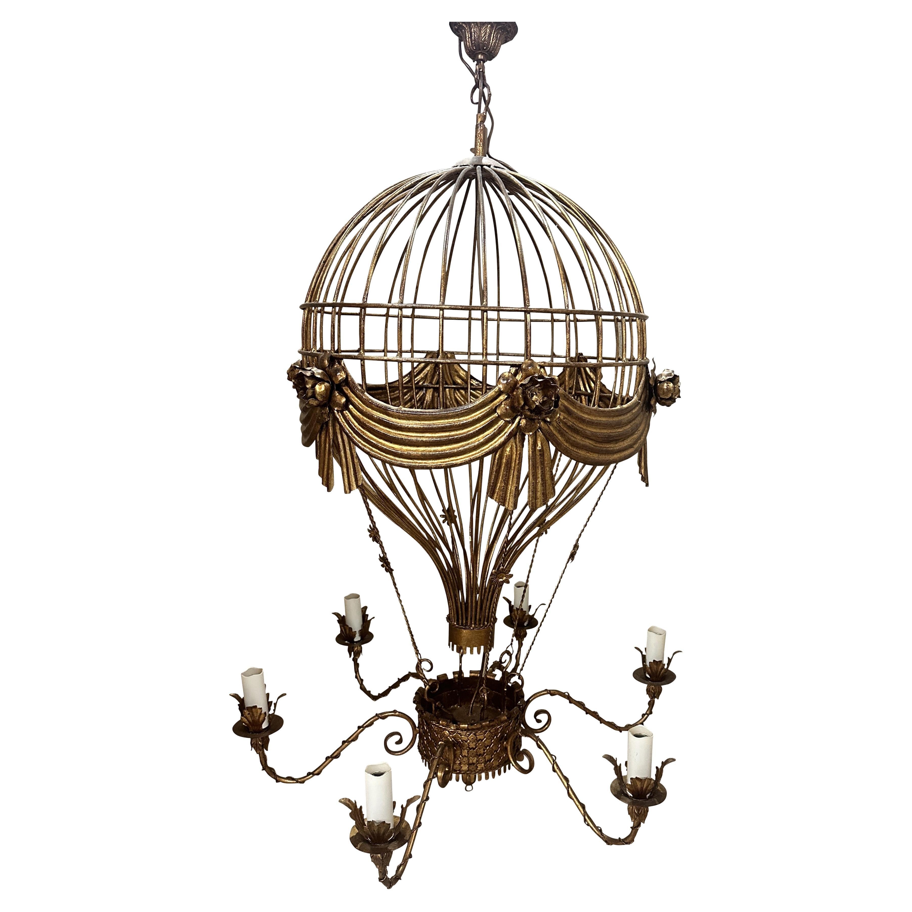 Hot Air Balloon Form Tole Chandelier For Sale