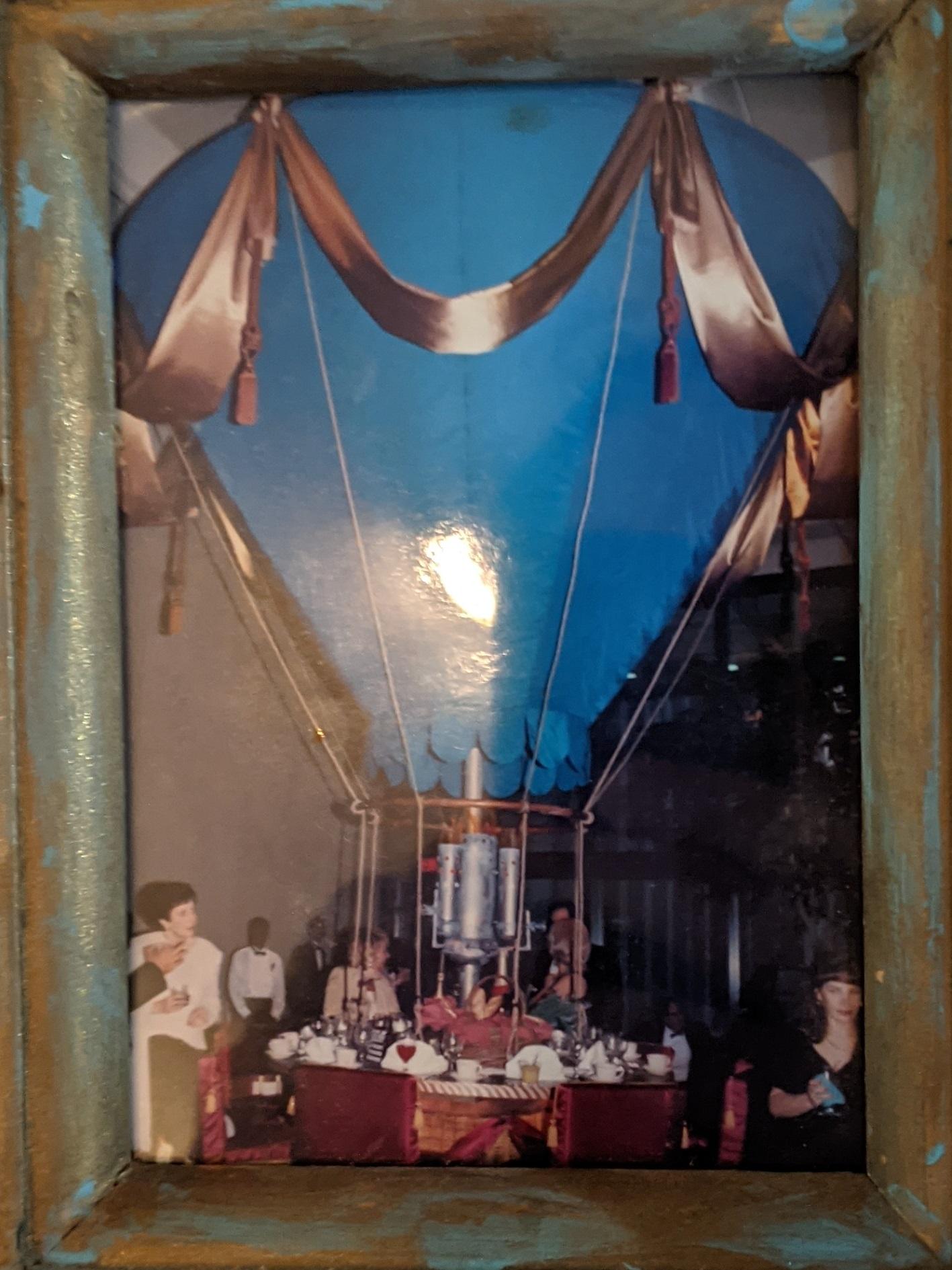 Hot Air Balloon Gondola Pub Bar Dining Table Rattan Basket Hand Painted Map 5