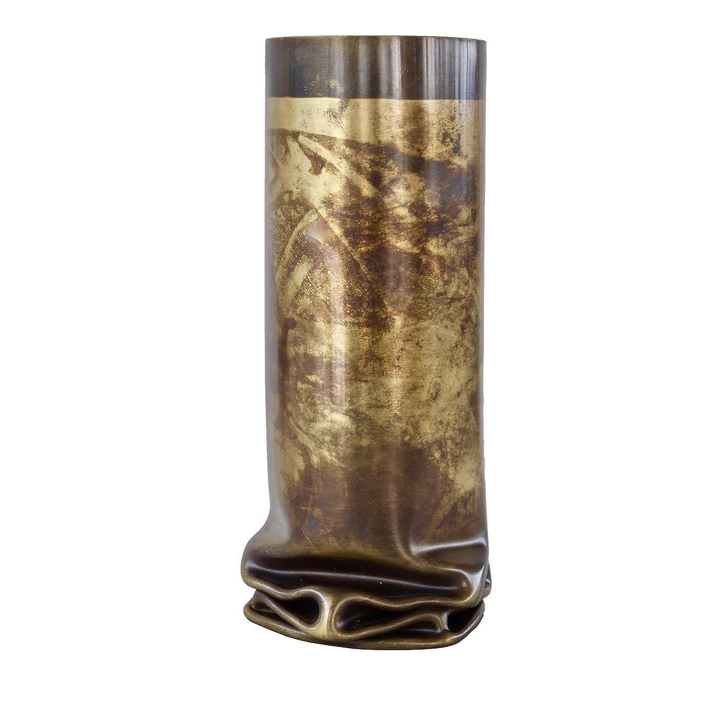 Italiano Vaso piccolo in ottone caldo di Dal Furlo in vendita