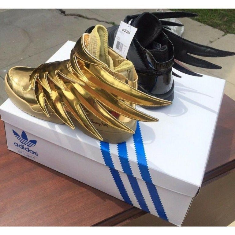 adidas gazelle silver green womens Collectible Gold Leather Adidas Jeremy Scott Wings Sneakers Shoes ( Si –  Japonista main image 1