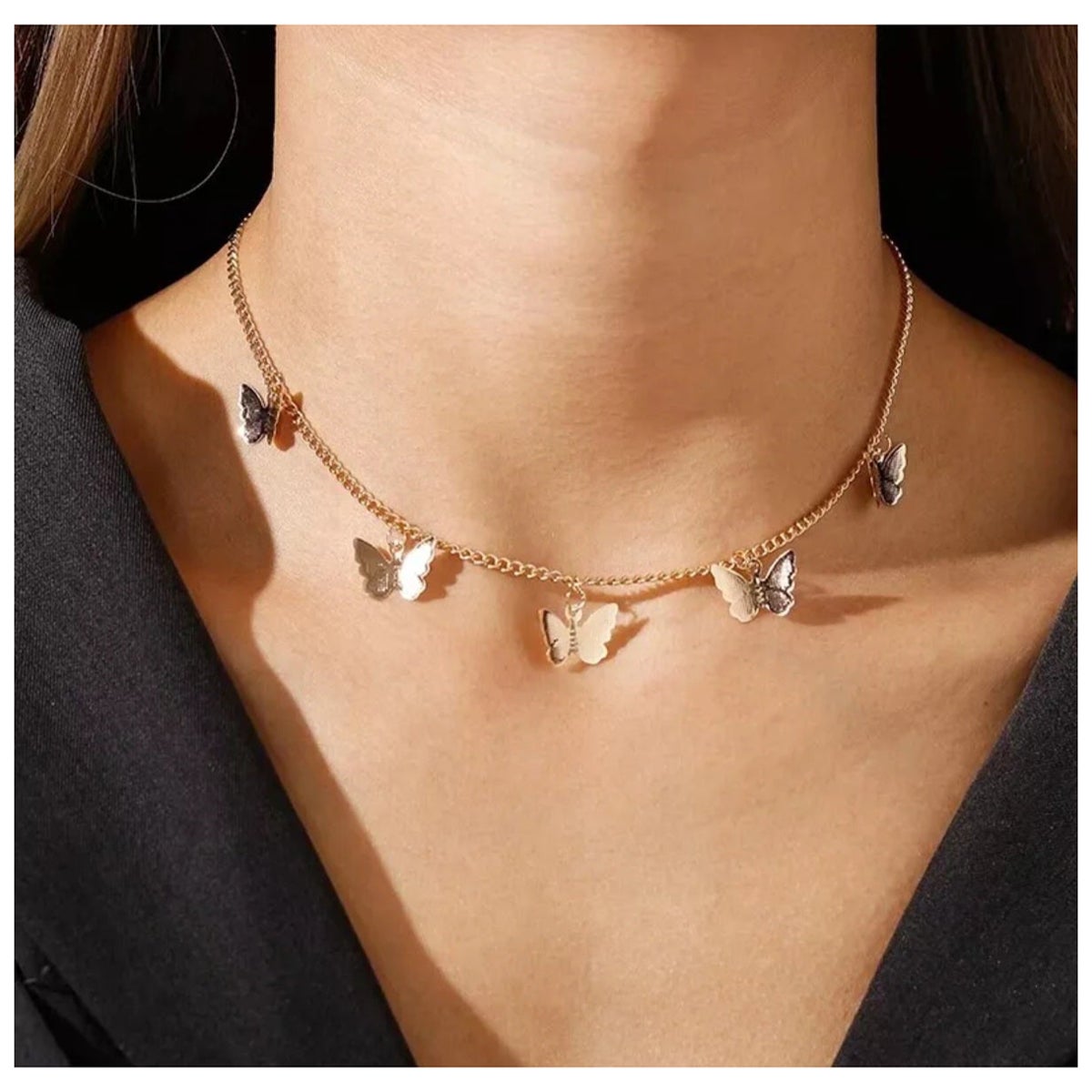 Hot Butterfly Quasten Halskette für Frauen 925 Silber Choker Kette Halskette Geschenk. im Angebot
