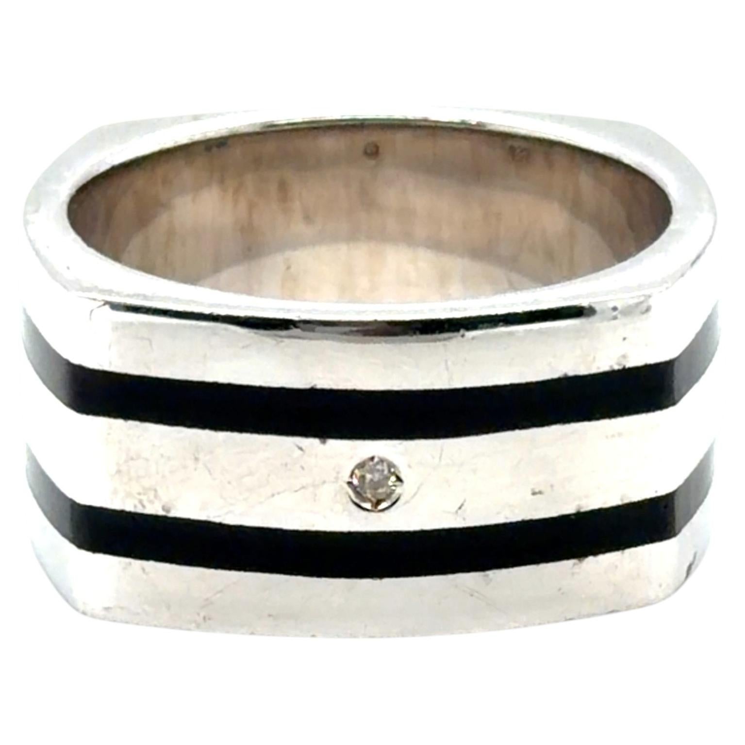 Hot Diamonds Mens Ring Diamond Sterling Silver Band Size 10.5 For Sale