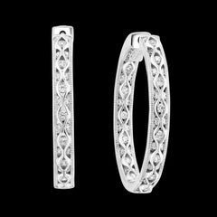 Hot Fashionable 1,2 Zoll  Ausgestattete Creolen aus Sterlingsilber und kubischem Zirkon