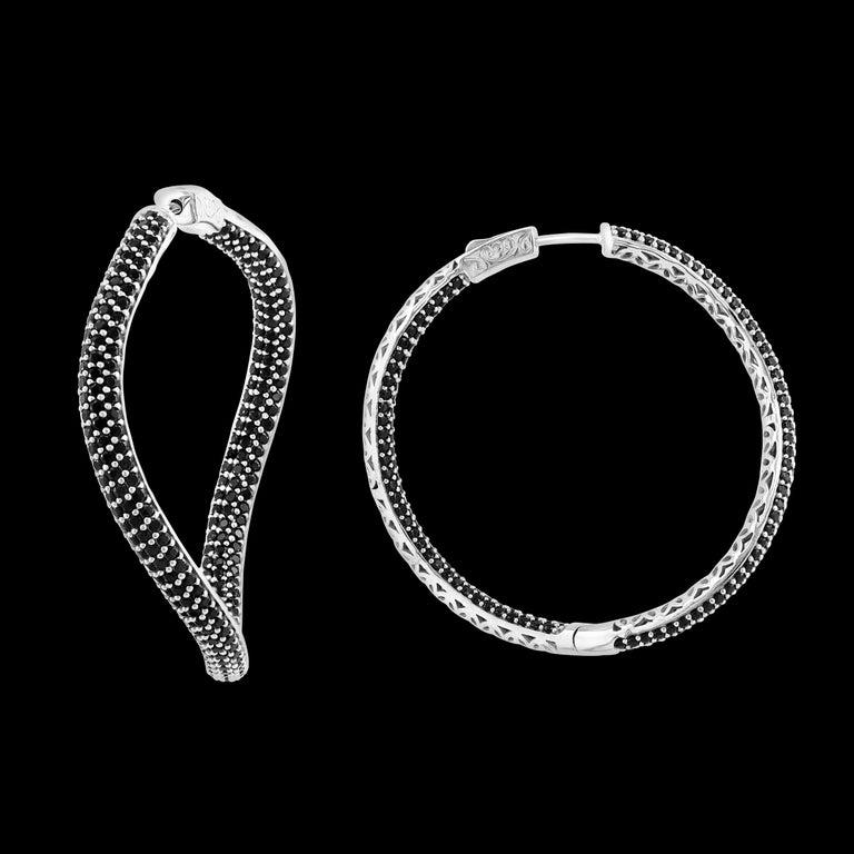 Hot Fashionable 1.8 Inch  Inside Out Hoops in Sterling Silver & Black Onyx
Only 5 left
Hot Fashionable 1.8 Inch  Inside Out Hoops in Sterling Silver & Black Onyx  , Weight 15.2 gm , Inside Out Hoops in Sterling Silver 
Please read the review about