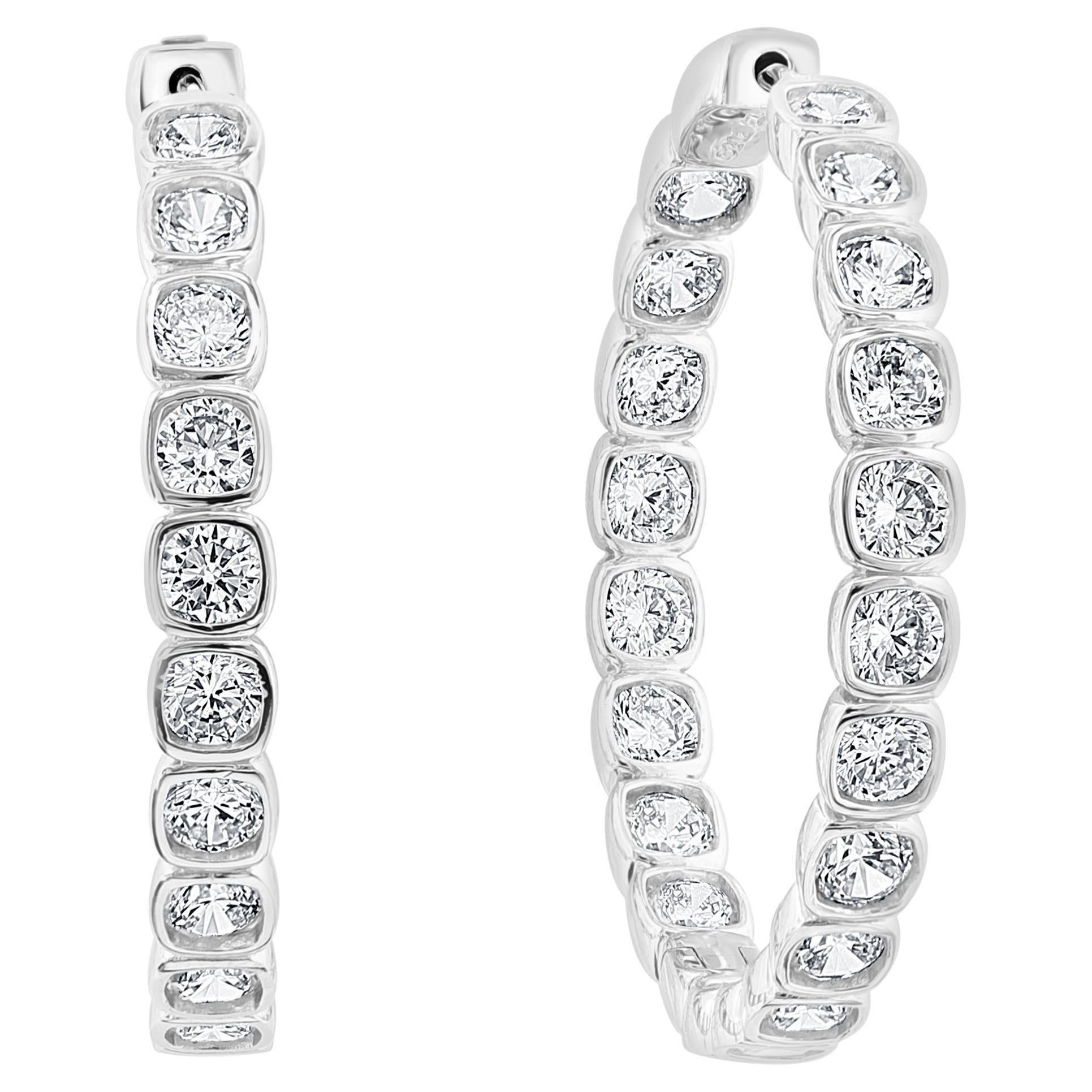 Hot Fashionable  Inside Out Hoops in Sterling Silver & Big Size Cubic Zirconia  For Sale 6