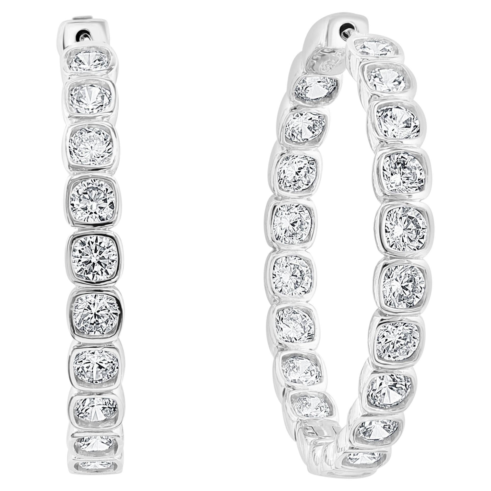 Hot Fashionable  Inside Out Hoops in Sterling Silver & Big Size Cubic Zirconia  For Sale