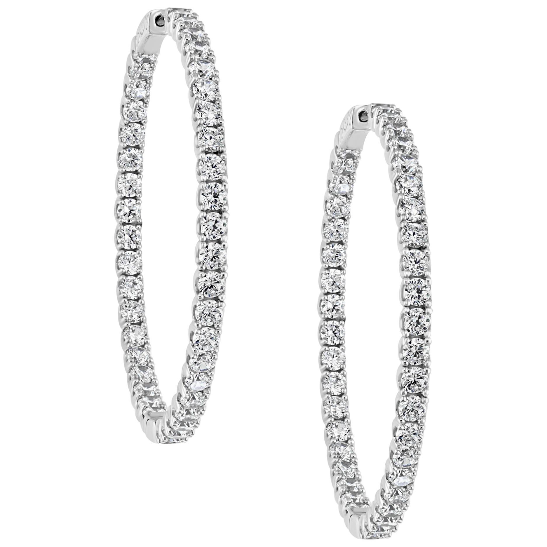 Hot Fashionable Large  Inside Out Hoops in Sterling Silver And Cubic Zirconia  For Sale