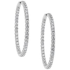 Hot Fashionable Large  Inside Out Hoops in Sterling Silver And Cubic Zirconia 
