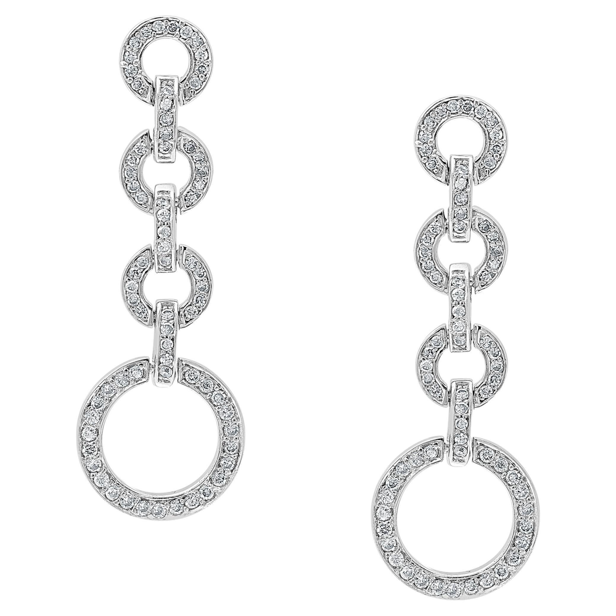 Caldo alla moda  Lungo  Orecchini pendenti a quattro cerchi in argento Sterling in vendita 5
