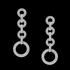 Hot Fashionable  Long  Dangling Four Circle Sterling Silver Earrings